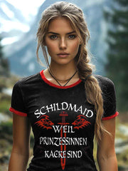 Frauen Wikinger inspirierte Print gewaschen T-Shirt
